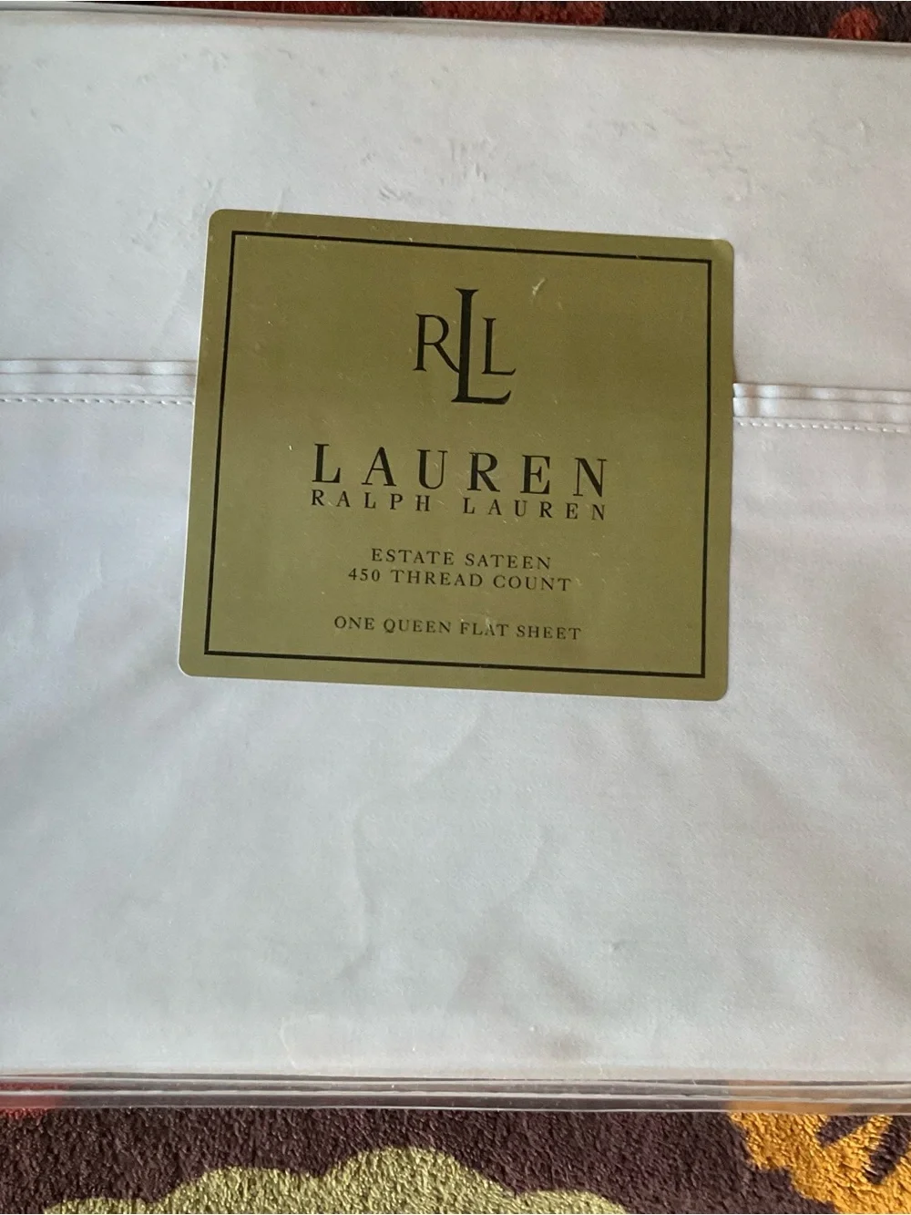 New PKG, Lauren Ralph Lauren Estate Sateen Ivory QUEEN Flat Sheet 450 Thread CNT